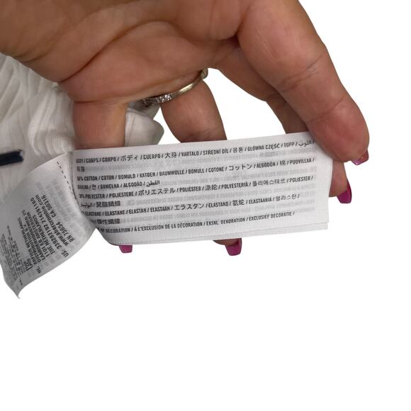 Hollister White Ribbed Henley Top XS Button A&F Elena Gilbert Bella Y2K Inspire - Picture 7 of 7